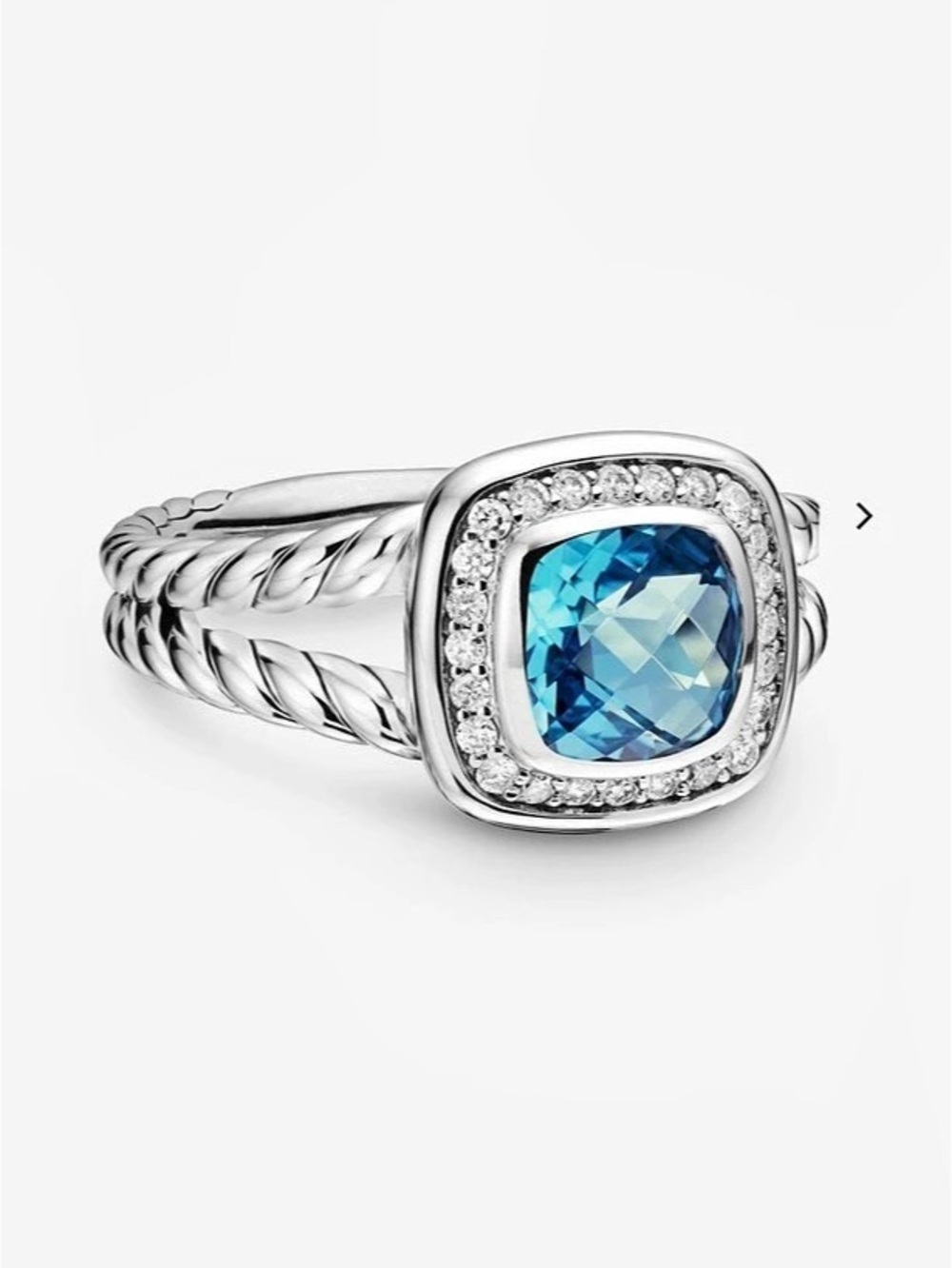 David Yurman Albion Ring with Blue Topaz and Diamonds Blue Gemstone Ring Like